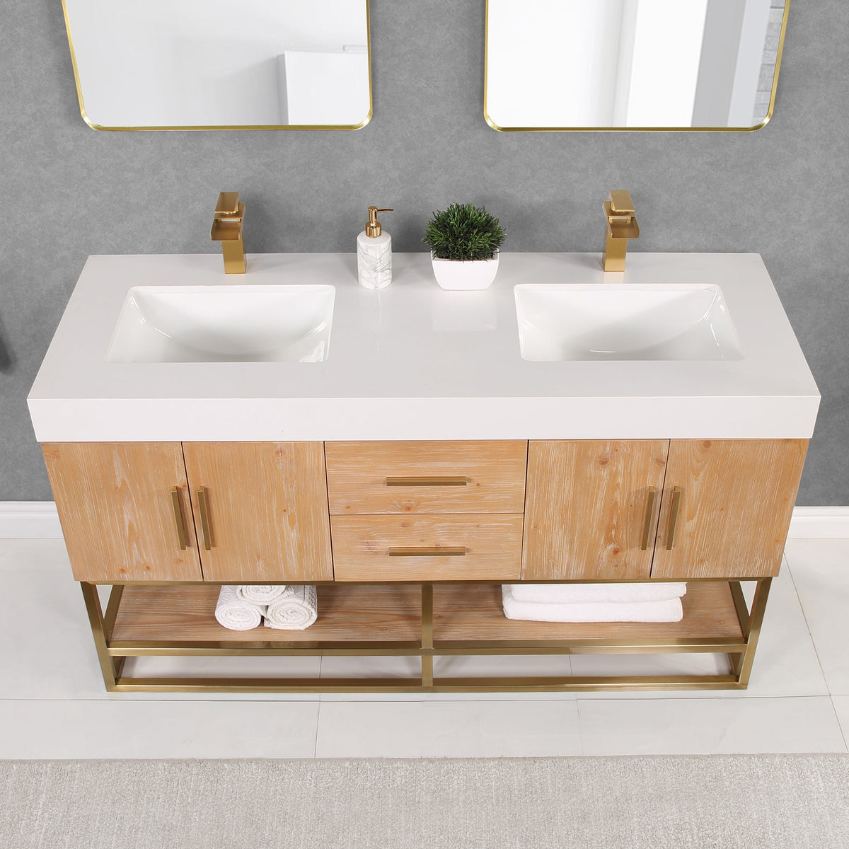 Altair Designs 60"/72"/84" single/double vanity with top - 552060B-LB-WH-NM