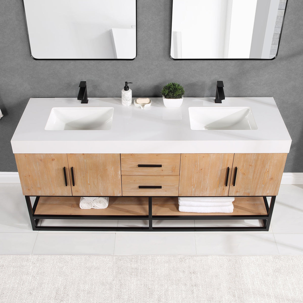 Altair Designs 60"/72"/84" single/double vanity with top - 552060B-LB-WH-NM