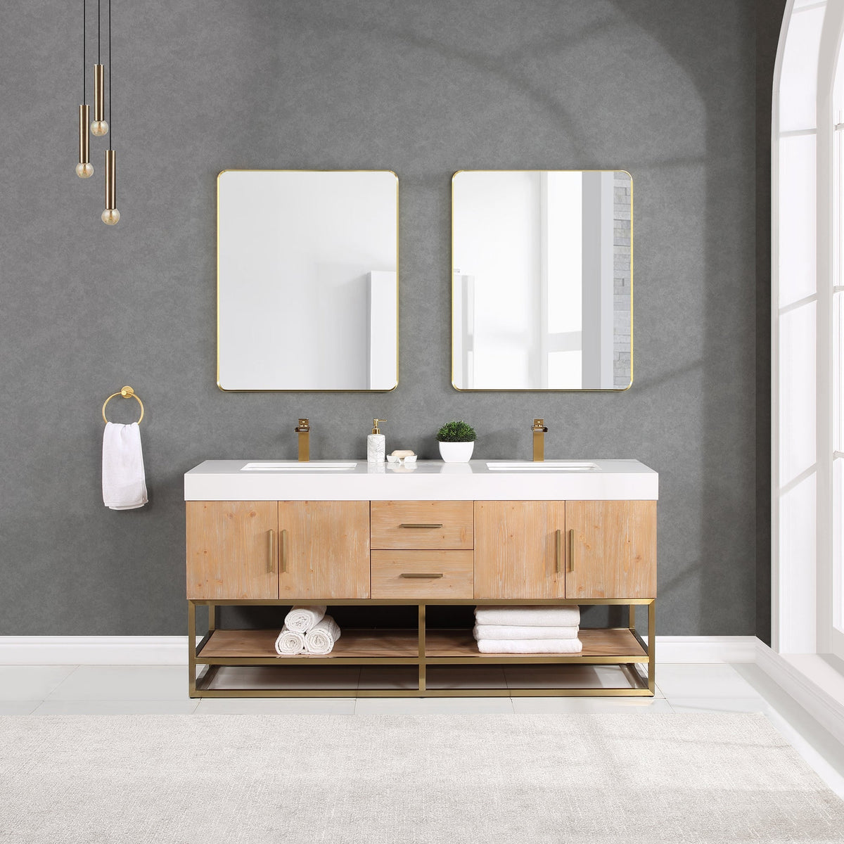 Altair Designs 60"/72"/84" single/double vanity with top - 552060B-LB-WH-NM