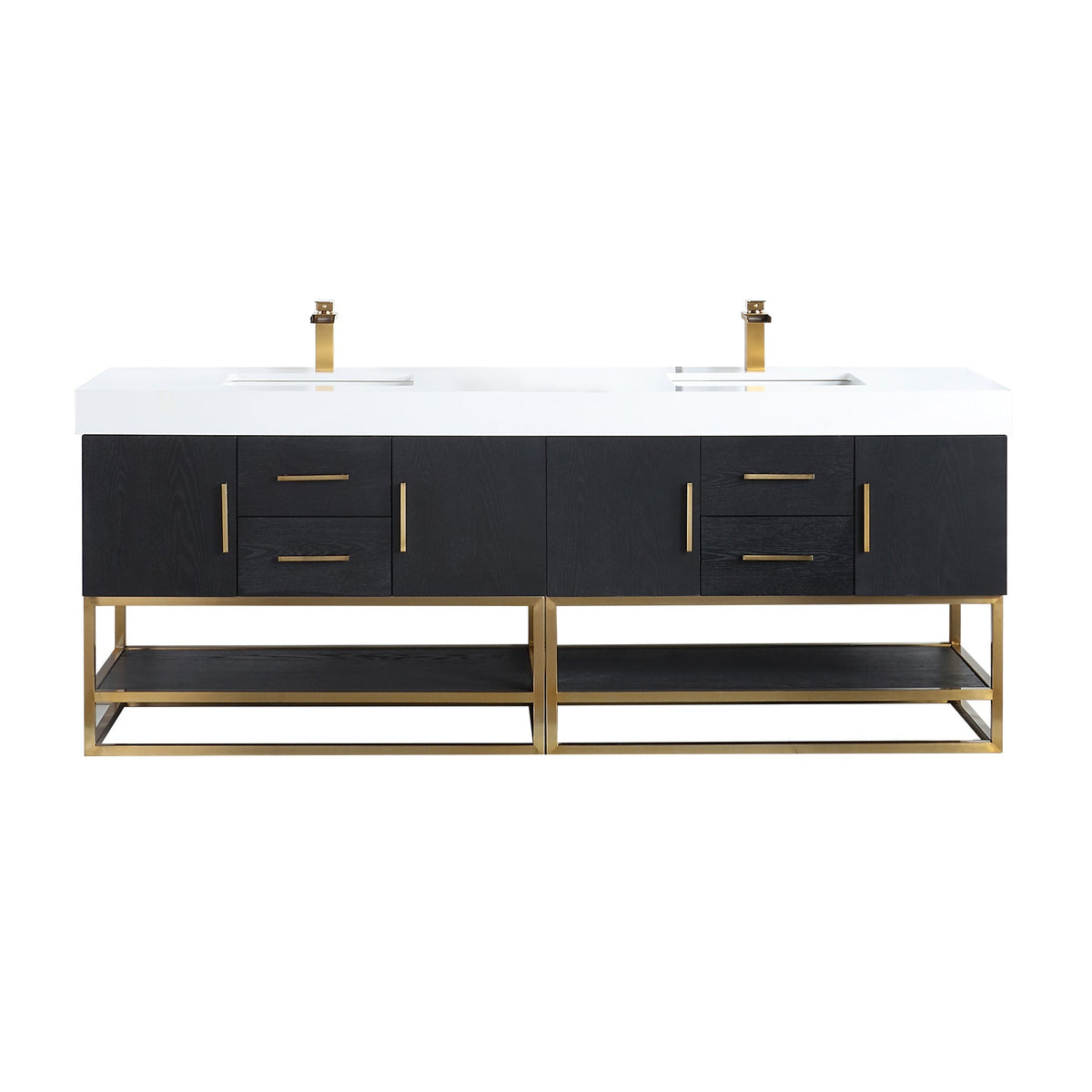 Altair Designs Bianco 72"/84" double vanity with top - 552072G-BO-WH-NM