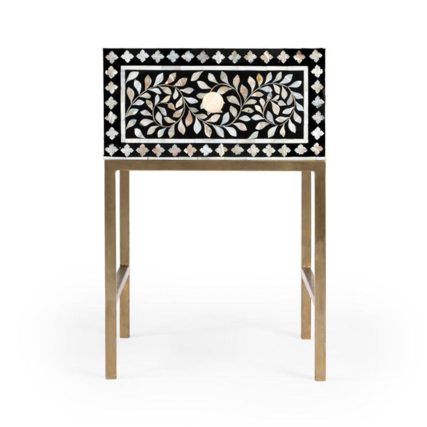 Butler Specialty Company Purgenia Mother Of Perl Side Table, Black and White, Gold  - 5532388