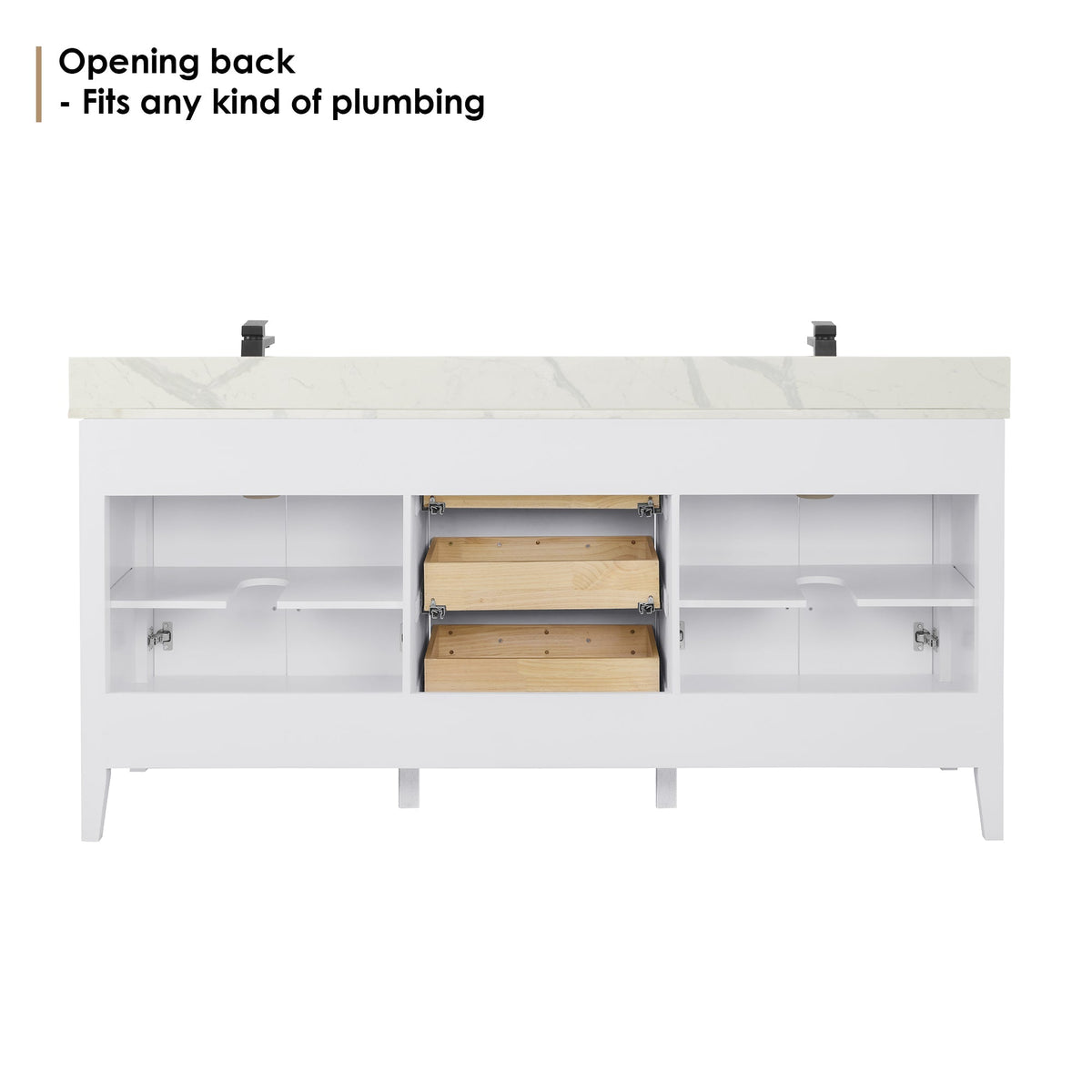 Altair Designs Laurel 72" double vanity with top - 558072-WH-CWQ-NM