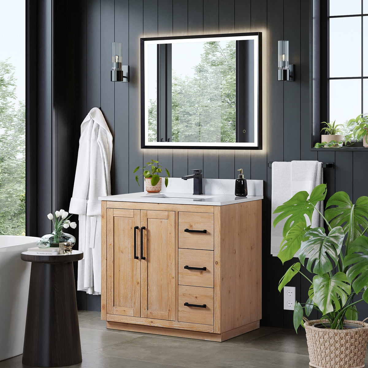 Altair Designs Cicero 36" single vanity with top - 562036-LB-GW-NM