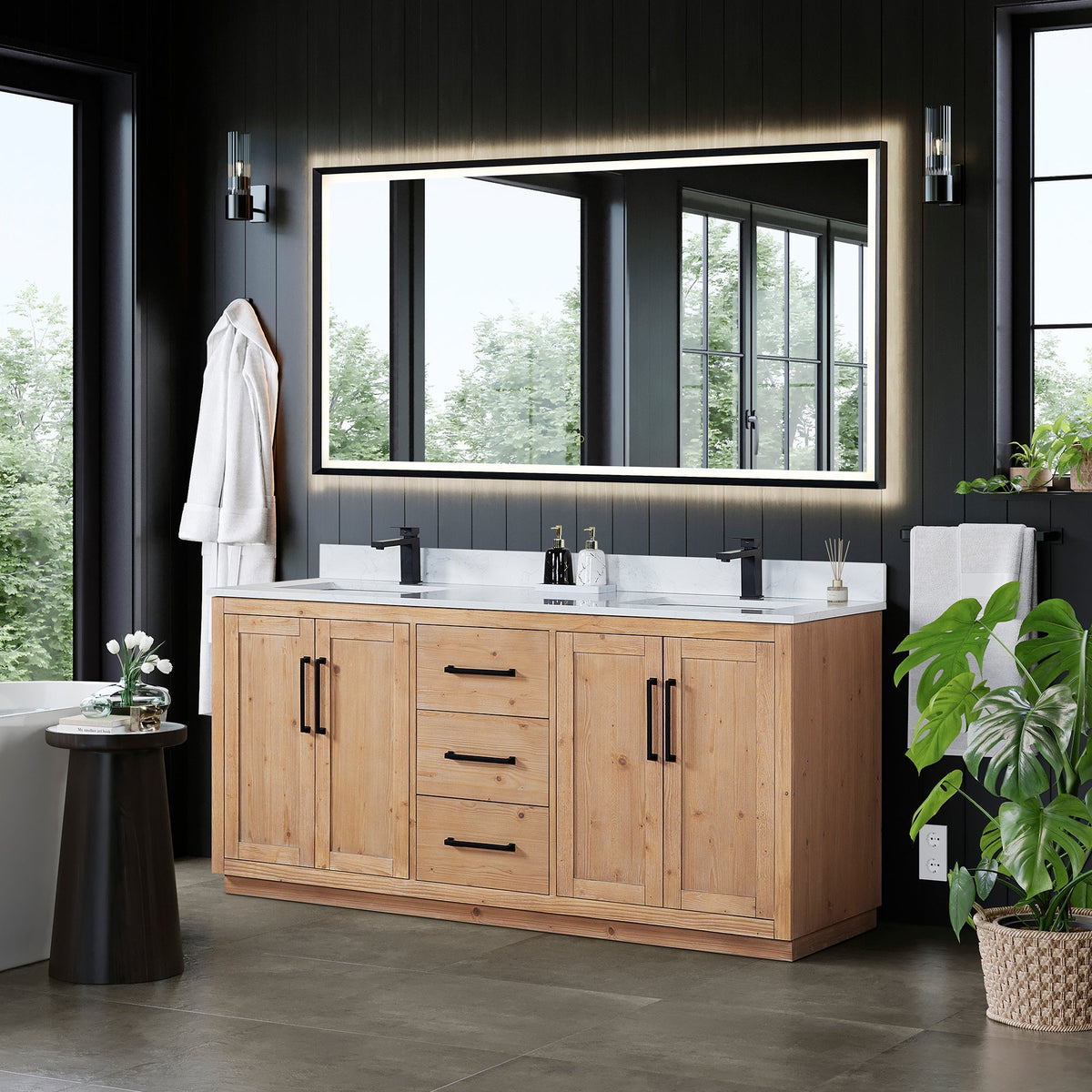 Altair Designs Cicero 72" double vanity with top - 562072-LB-GW-NM