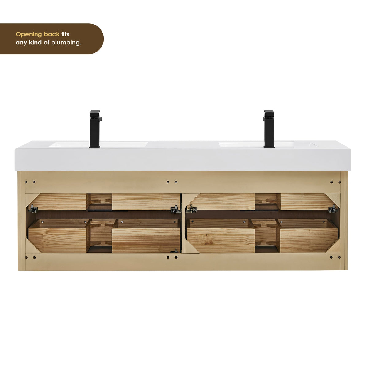 Altair Designs 60" double vanity with top  - 563060-NB-WH-NM