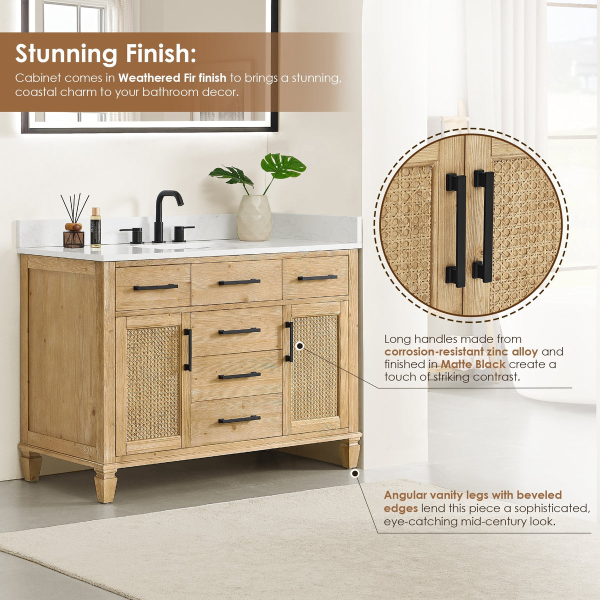 Altair Designs Salome 36"/48"/60"/72"/84" single/double vanity with top - 571036-WF-GW-NM