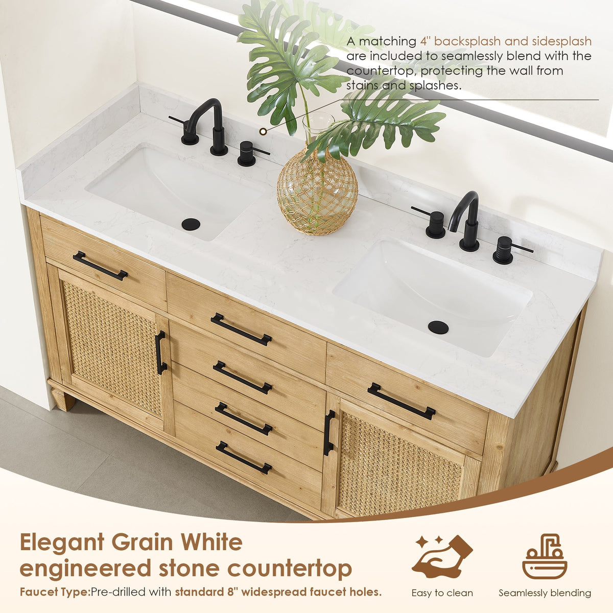 Altair Designs Salome 36"/48"/60"/72"/84" single/double vanity with top - 571036-WF-GW-NM