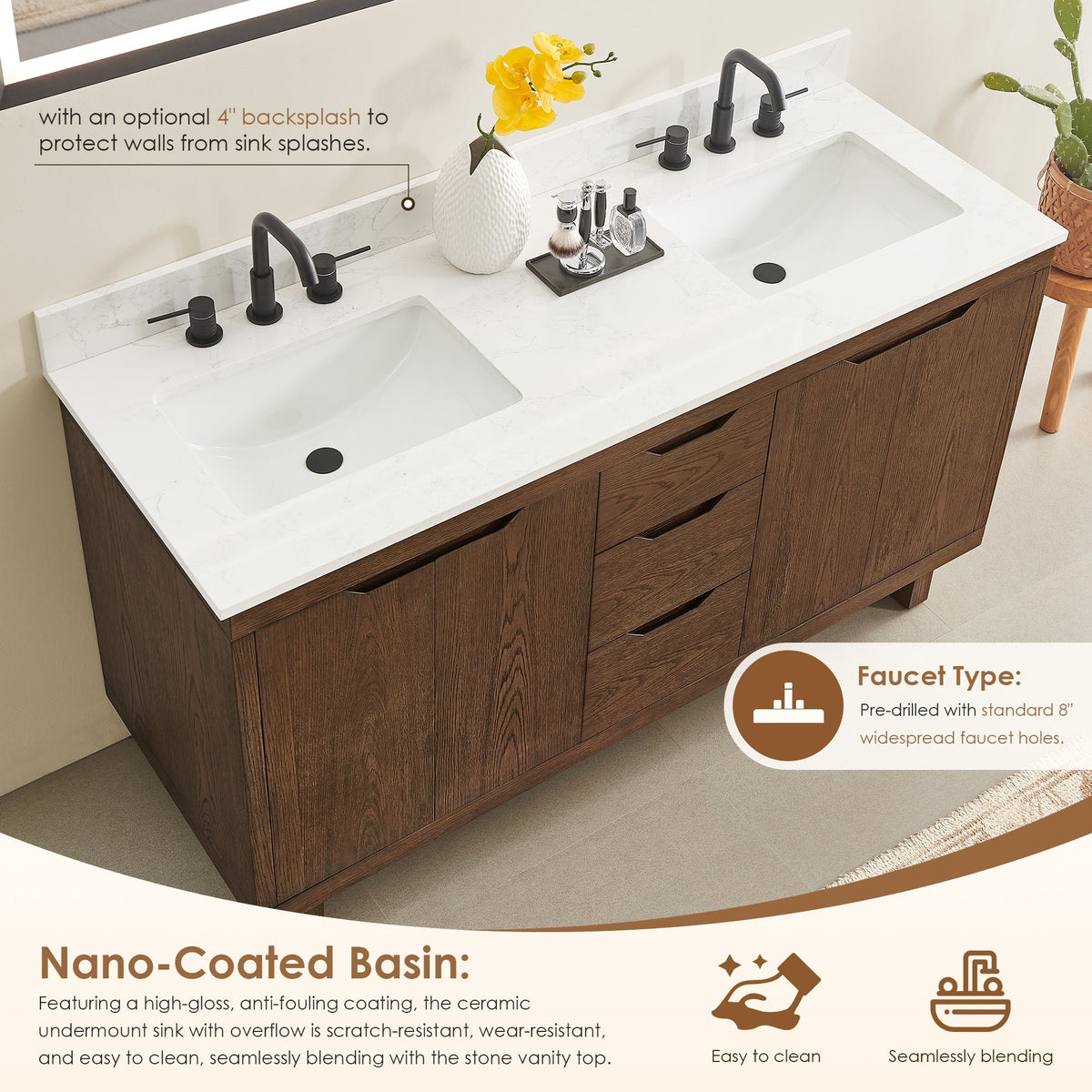 Altair Designs Mowry 36"/48"/60"/72" single/double vanity with top - 573036-BK-GW-NM Price
