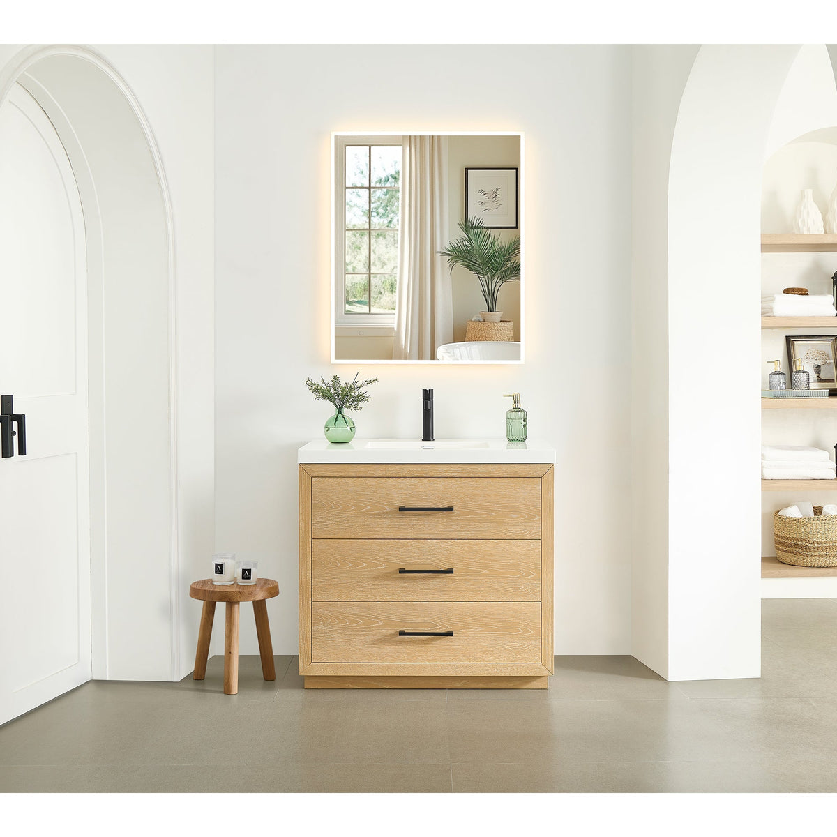 Altair Designs Sigrid 36"/48"/60"/72" single/double vanity with top - 579036-WO-WH-NM