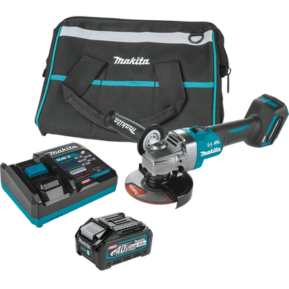 Makita 40V Max XGT Brushless Cordless 4‑1/2” / 5" Angle Grinder Kit, with Electric Brake (4.0Ah) - GAG01M1