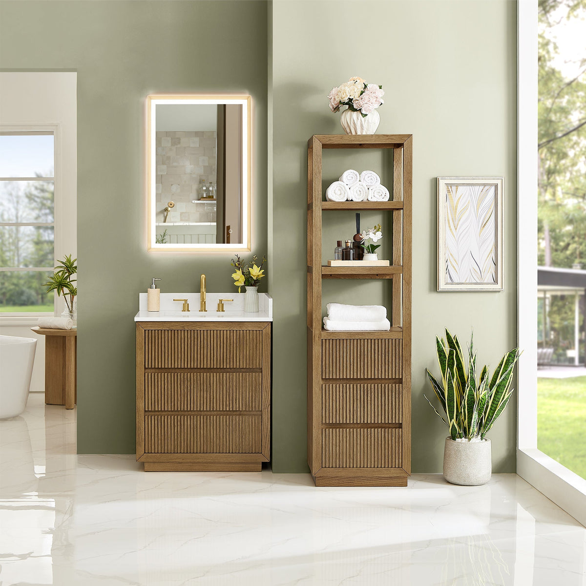 Altair Designs Navan 30"/36"/48"/60"/72" single/double vanity with top - 588030-WB-GW-NM