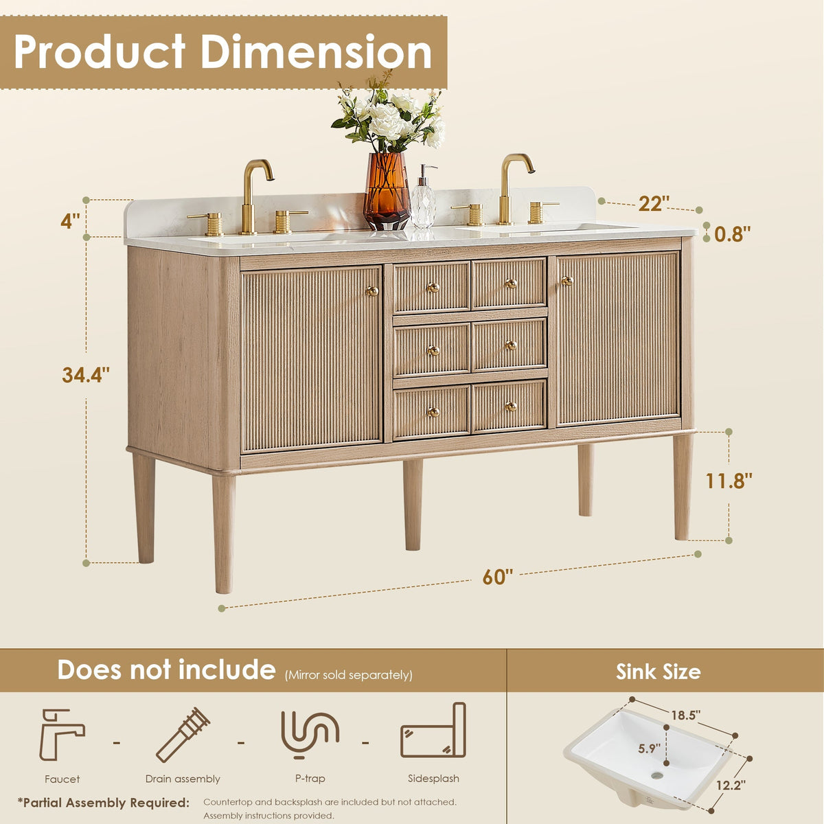 Altair Designs Blaise 48"/54"/60"/72" single/double vanity with top - 593048-LA-GW-NM