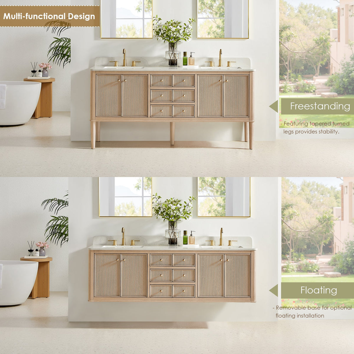 Altair Designs Blaise 48"/54"/60"/72" single/double vanity with top - 593048-LA-GW-NM