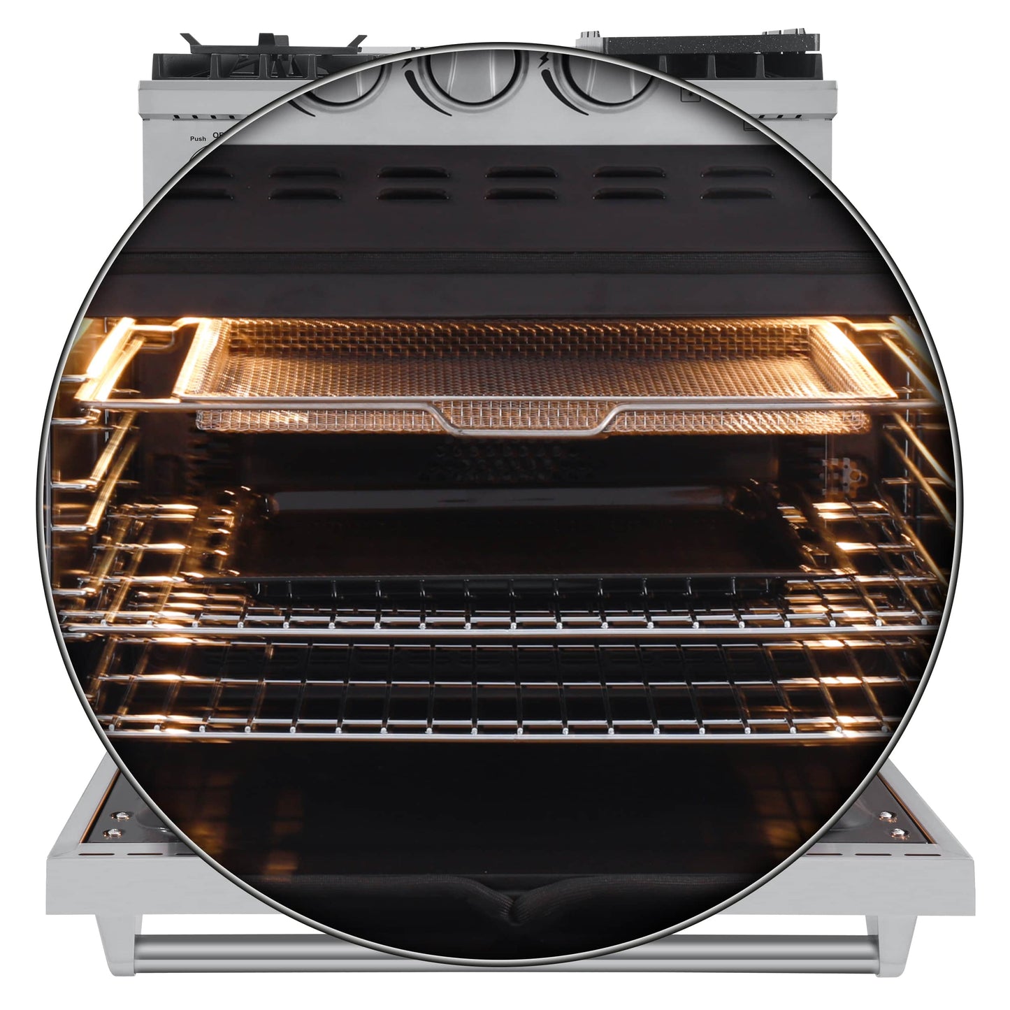 Forno 2-Piece Appliance Package - 30-Inch Gas Range with Air Fryer & Wall Mount Hood in Stainless Steel - AP2-6276-30