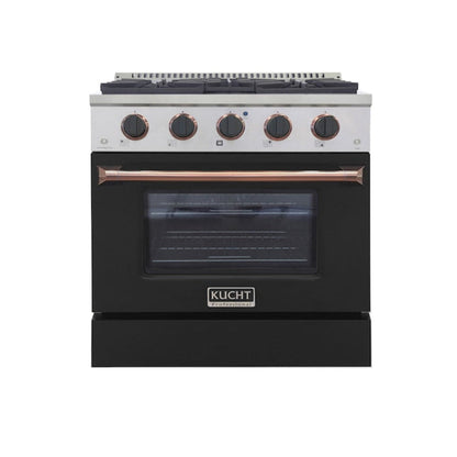 Kucht 30" Pro-Style Propane Gas Dual Fuel Range in Black with Rose Gold Accents, KDF302/LP-K-ROSE - KDF302/LP-K-ROSE