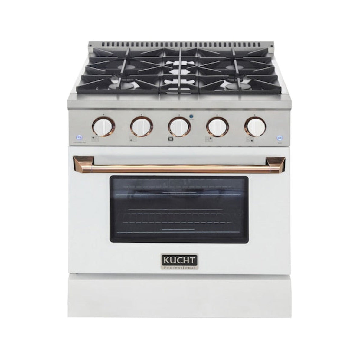 Kucht 30" Pro-Style Propane Gas Dual Fuel Range in White with Gold Accents, KDF302/LP-W-GOLD - KDF302/LP-W-GOLD
