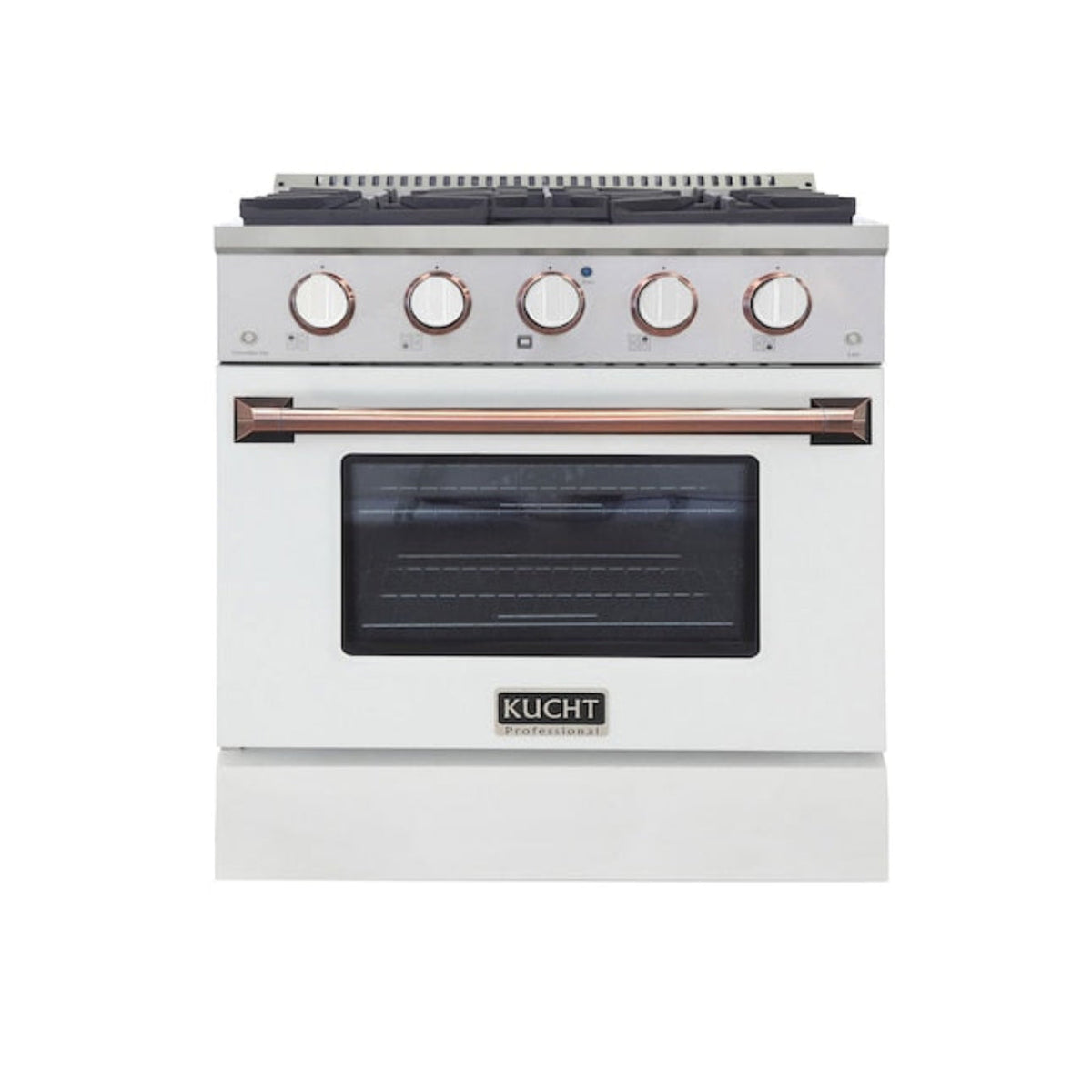 Kucht 30" Pro-Style Natural Gas Dual Fuel Range in White with Rose Gold Accents, KDF302-W-ROSE - KDF302-W-ROSE