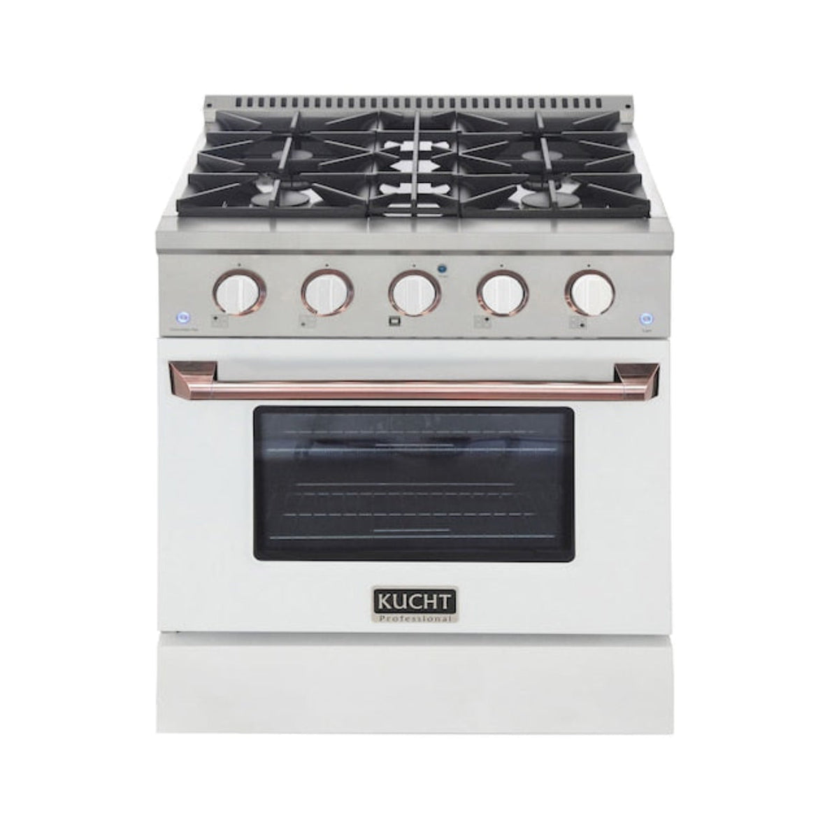 Kucht 30" Pro-Style Natural Gas Dual Fuel Range in White with Rose Gold Accents, KDF302-W-ROSE - KDF302-W-ROSE
