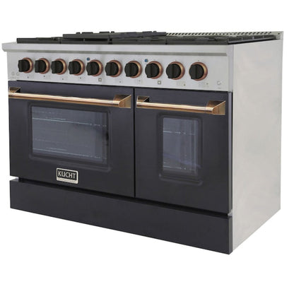 Kucht 48" Pro-Style Natural Gas Dual Fuel Range in Black with Gold Accents, KDF482-K-GOLD - KDF482-K-GOLD