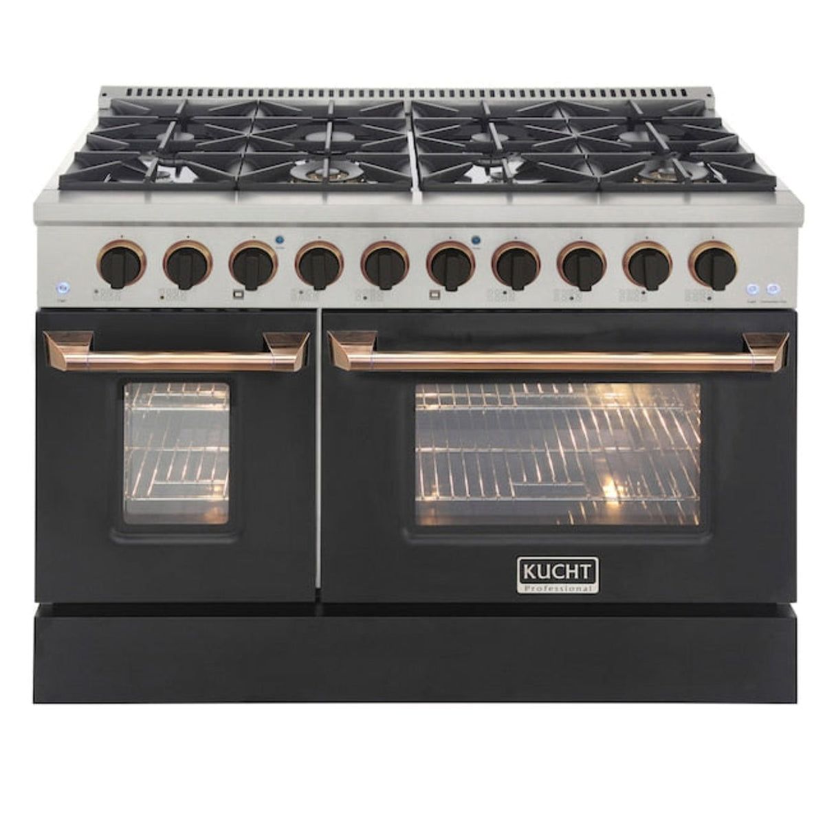 Kucht 48" Pro-Style Natural Gas Dual Fuel Range in Black with Gold Accents, KDF482-K-GOLD - KDF482-K-GOLD
