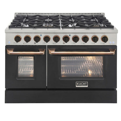 Kucht 48" Pro-Style Natural Gas Dual Fuel Range in Black with Gold Accents, KDF482-K-GOLD - KDF482-K-GOLD