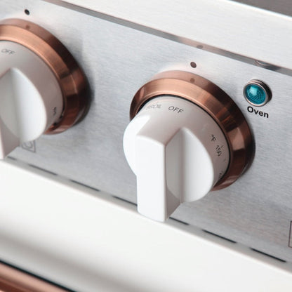 Kucht Professional 30" 4.2 cu ft. Propane Gas Range in White with Rose Gold Accents, KNG301/LP-W-ROSE - KNG301/LP-W-ROSE
