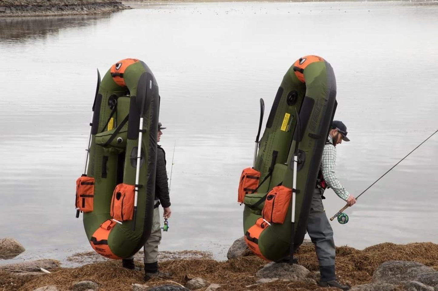 Sea Eagle PackFish 7 Inflatable Boat Pro Fishing Package Green Orange PF7K_P New - PF7K_P