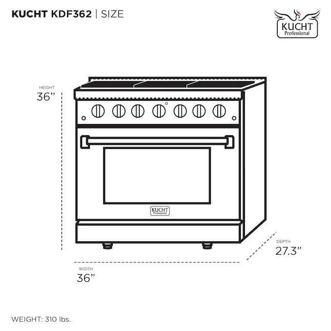 Kucht 36" Pro-Style Natural Gas Dual Fuel Range in White with Rose Gold Accents, KDF362-W-ROSE - KDF362-W-ROSE