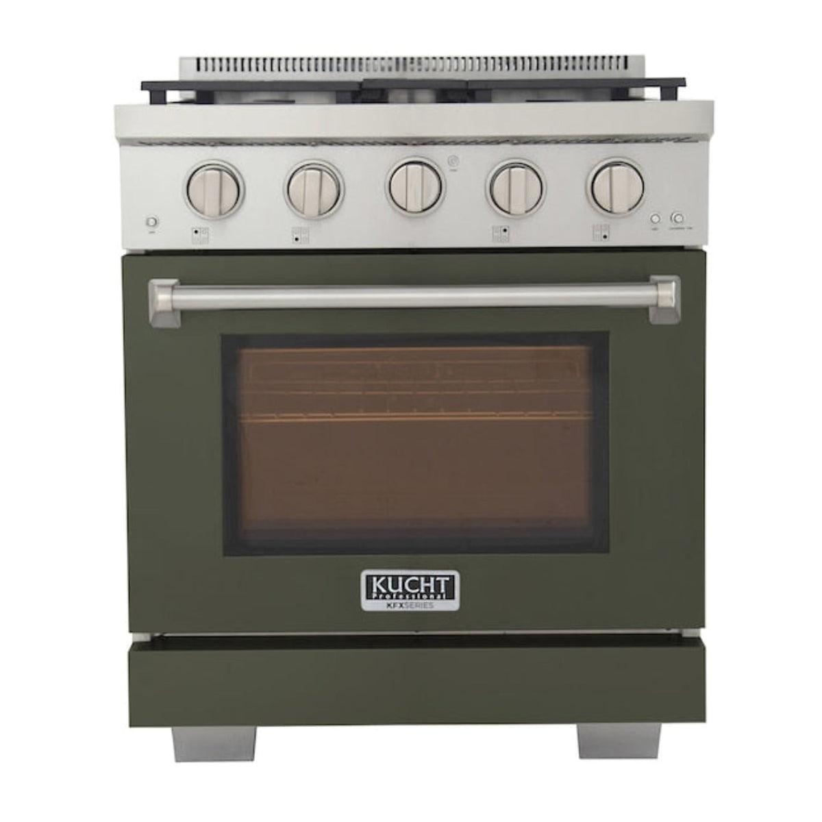 Kucht Professional 30" 4.2 cu. ft. Propane Gas Range in Olive Green with True Simmer Burners, KFX3000X/LP-G - KFX3000X/LP-G