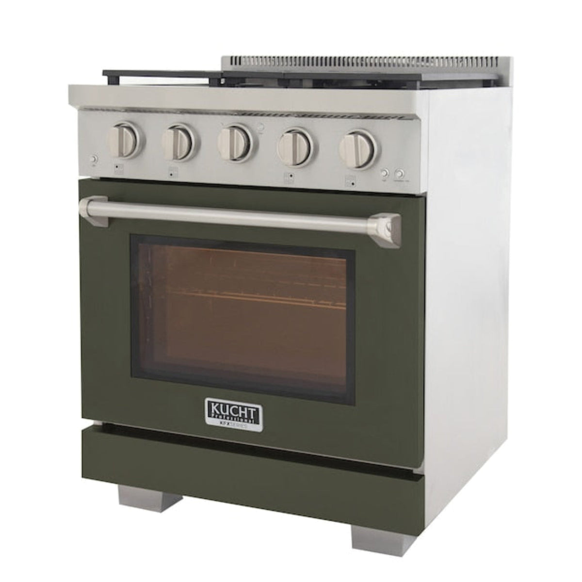 Kucht Professional 30" 4.2 cu. ft. Propane Gas Range in Olive Green with True Simmer Burners, KFX3000X/LP-G - KFX3000X/LP-G