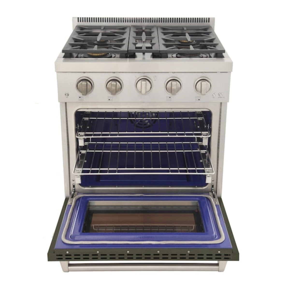 Kucht Professional 30" 4.2 cu. ft. Propane Gas Range in Olive Green with True Simmer Burners, KFX3000X/LP-G - KFX3000X/LP-G