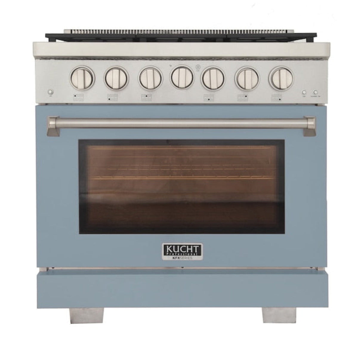 Kucht Professional 36" 5.2 cu. ft. Natural Gas Range in Light Blue with True Simmer Burners, KFX3600X-LB - KFX3600X-LB