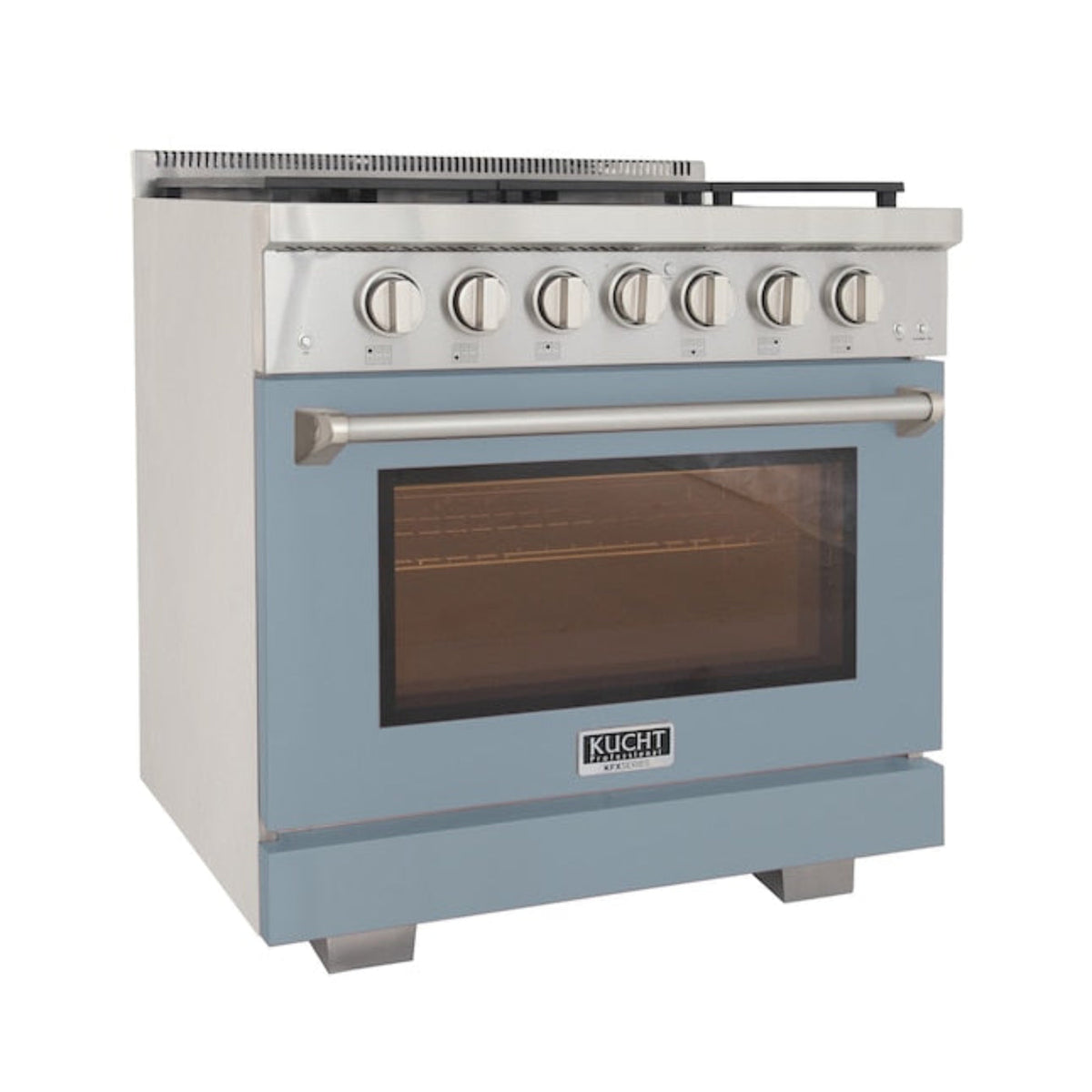 Kucht Professional 36" 5.2 cu. ft. Natural Gas Range in Light Blue with True Simmer Burners, KFX3600X-LB - KFX3600X-LB