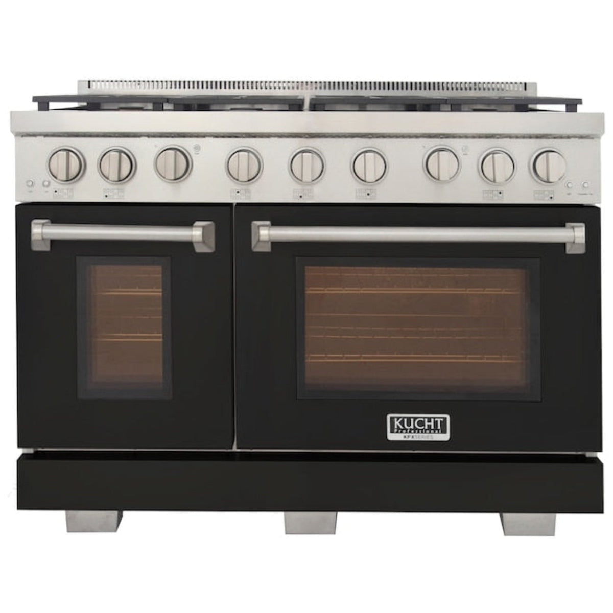 Kucht Professional 48" 6.7 cu. ft. Propane Gas Range in Black with Silver Accents, KFX480/LP-BK - KFX480/LP-BK