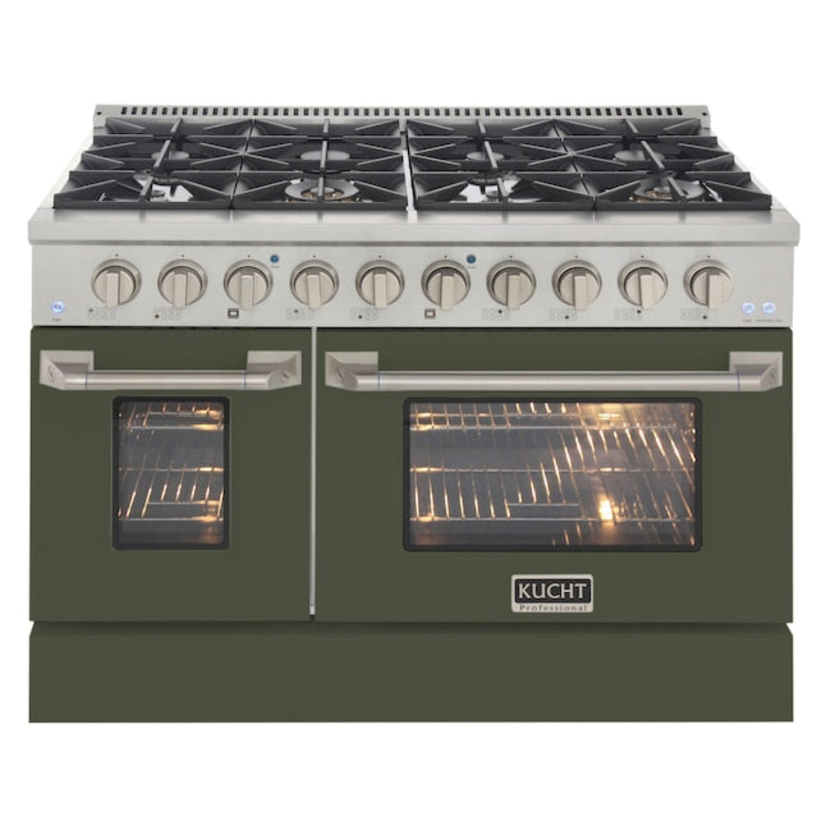 Kucht 48" Pro-Style Propane Gas Dual Fuel Range with 4 Burners in Olive Green, KDF482/LP-OG - KDF482/LP-OG