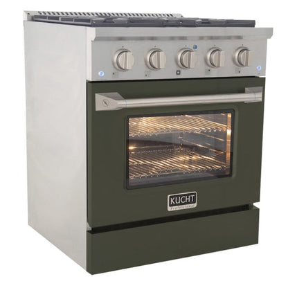 Kucht Professional 30" 4.2 cu ft. Natural Gas Range in Olive Green with Silver Accents, KNG301-OG - KNG301-OG