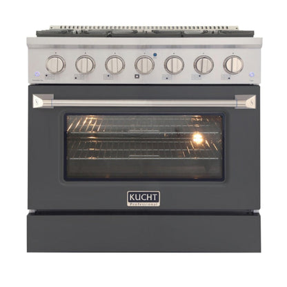 Kucht Professional 36" 5.2 cu ft. Propane Gas Range in Cement Gray with Silver Accents -  KNG361/LP-GR