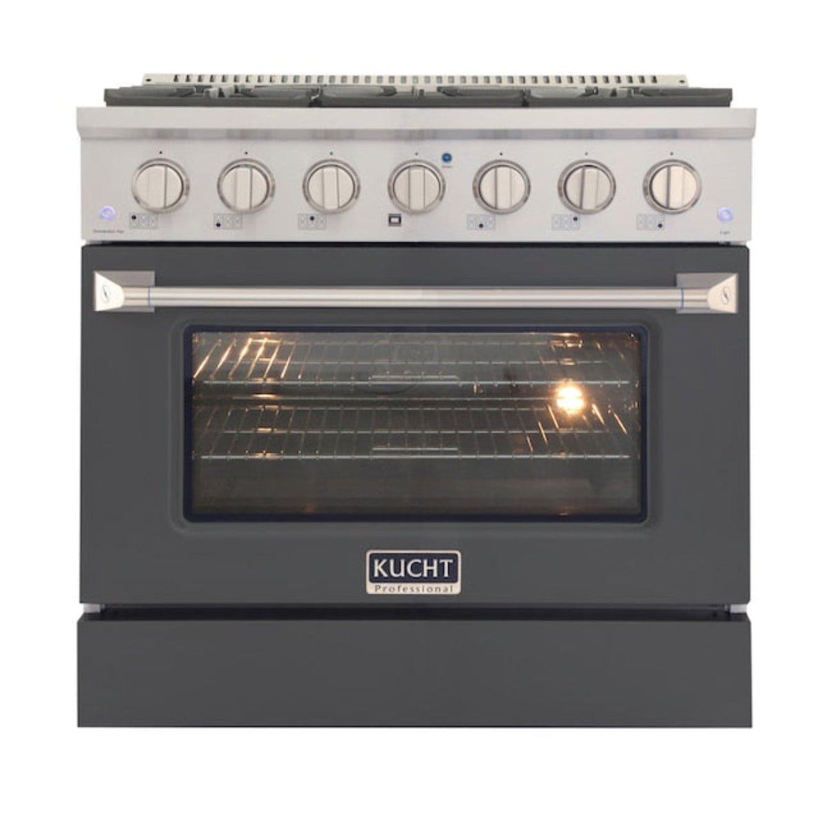 Kucht Professional 36" 5.2 cu ft. Propane Gas Range in Cement Gray with Silver Accents -  KNG361/LP-GR