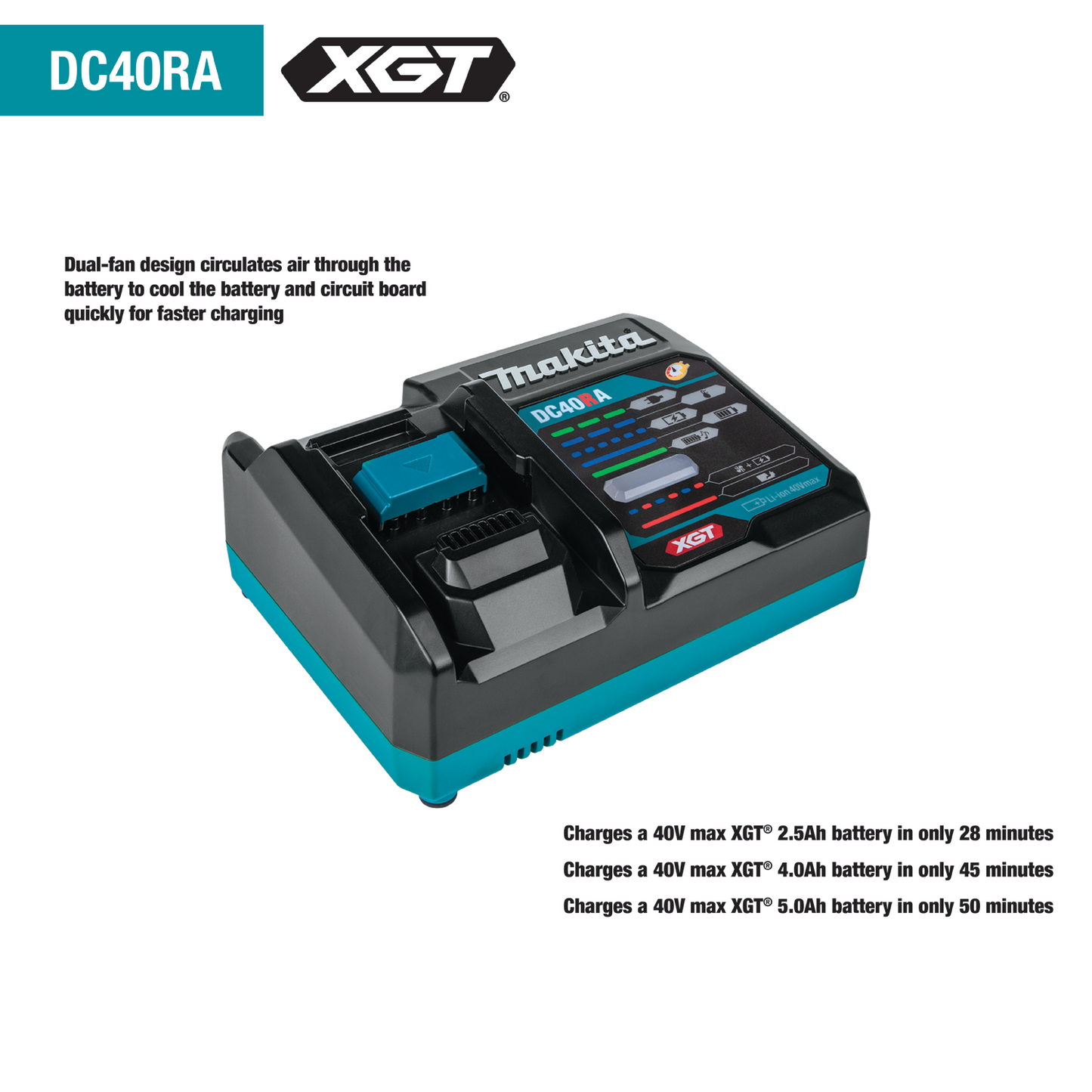 Makita 40V Max XGT Brushless Cordless 4‑1/2” / 5" Angle Grinder Kit, with Electric Brake (4.0Ah) - GAG01M1