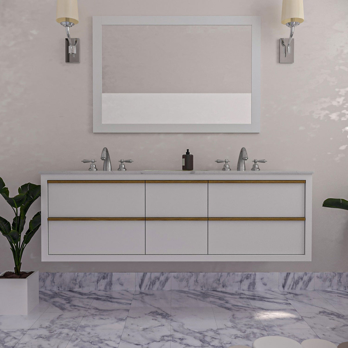 Altair Designs 48" single vanity with top - 534048-WH-AW-NM
