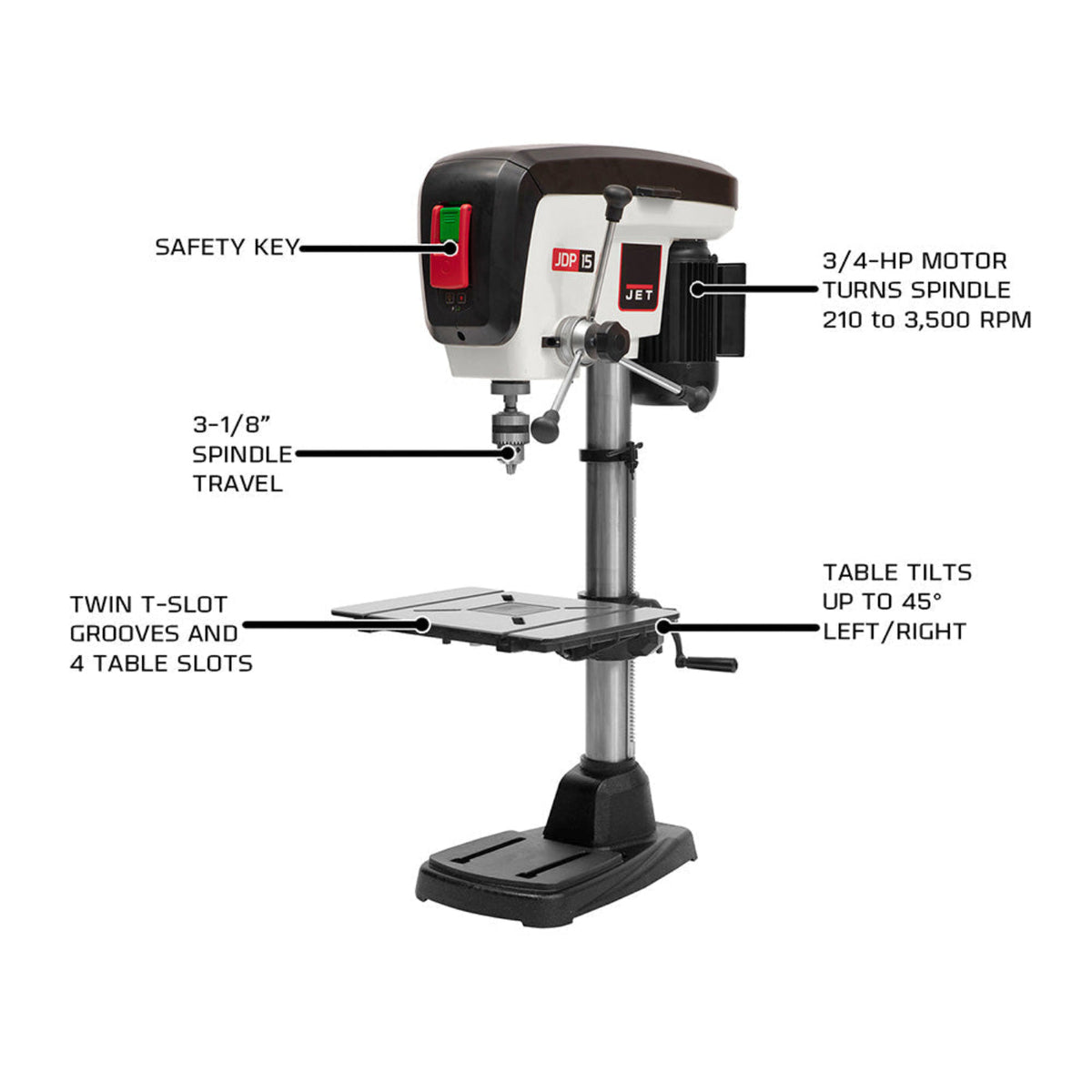 JET JDP-15B 15" Benchtop Drill Press - JT9-716200