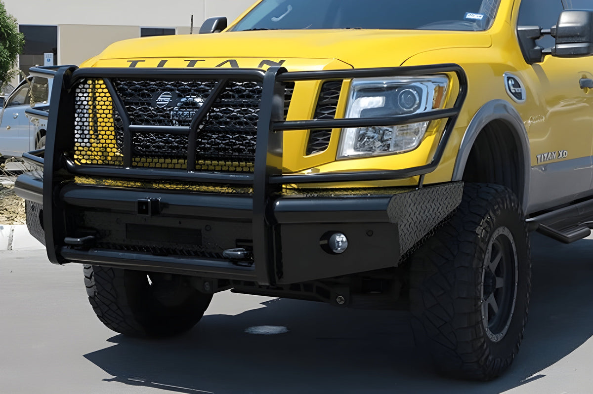 Steelcraft Nissan Titan XD 2016-2021 HD Replacement Front Bumper With Grille Guard Hitch Receiver - HD14080R