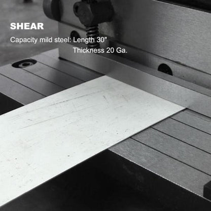 KAKA Industrial Sheet Metal Brake, 30 inch Shear and Slip Roll Combo 3-in-1 | 20-Gauge Capacity Heavy Duty Bending Machine with Back Gauge and Segment Fingers for Metal Fabrication - 171003