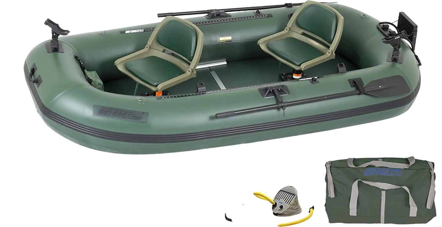 Sea Eagle Stealth Stalker STS10 Inflatable Portable Frameless Fishing Boat Pro Package Green STS10K_P New - STS10K_P