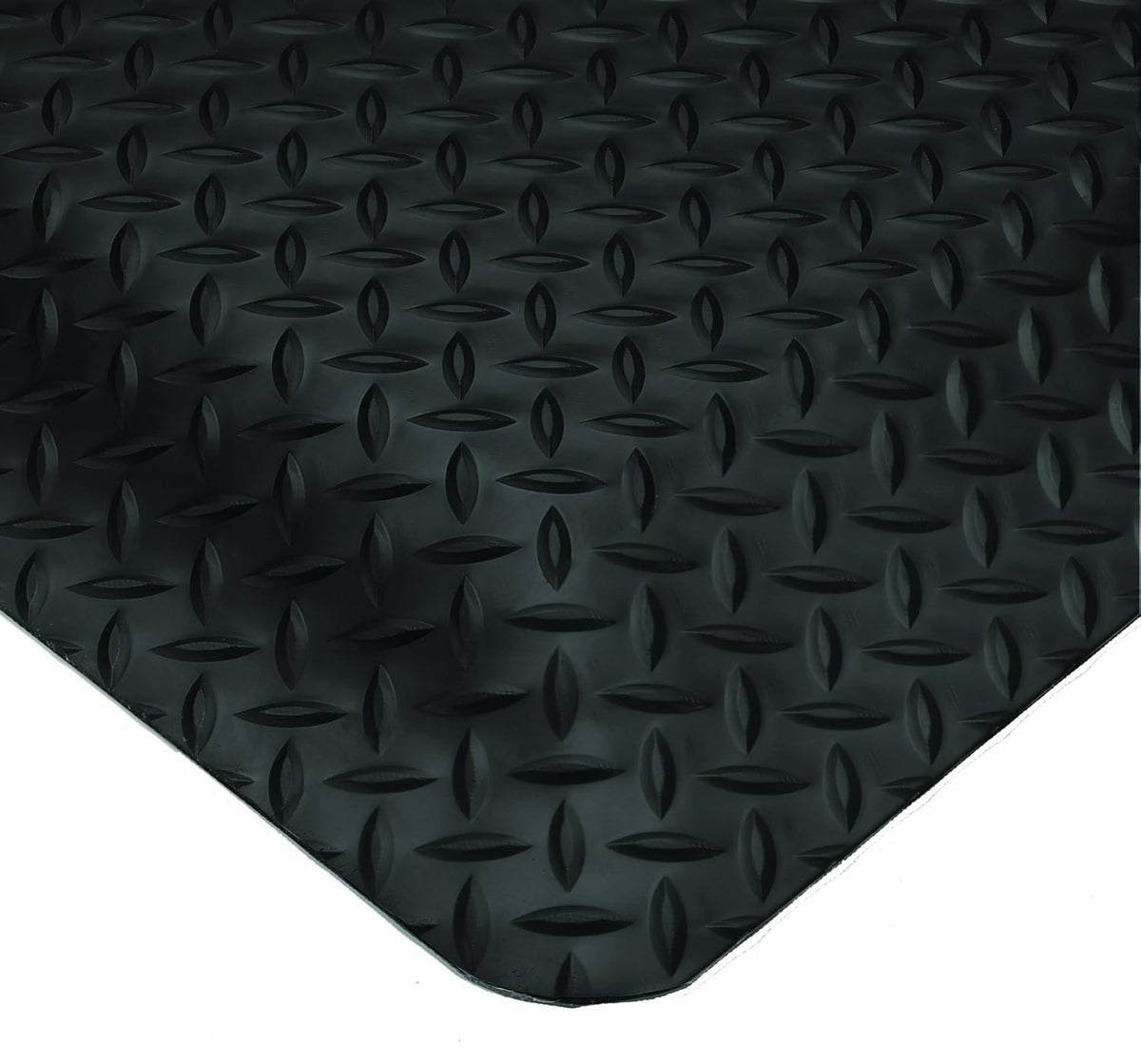 Wearwell Diamond-Plate SpongeCote UltraSoft Mat, 3' Width x 10' Length x 15/16" Thickness, Black - 414.1516x3x10BK