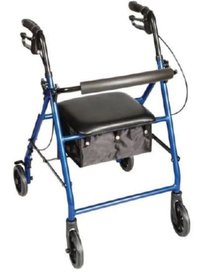 Patterson Medical Carex Classics - 4 Wheel Rollator Blue Adjustable Height / Folding Aluminum Frame - 081594639