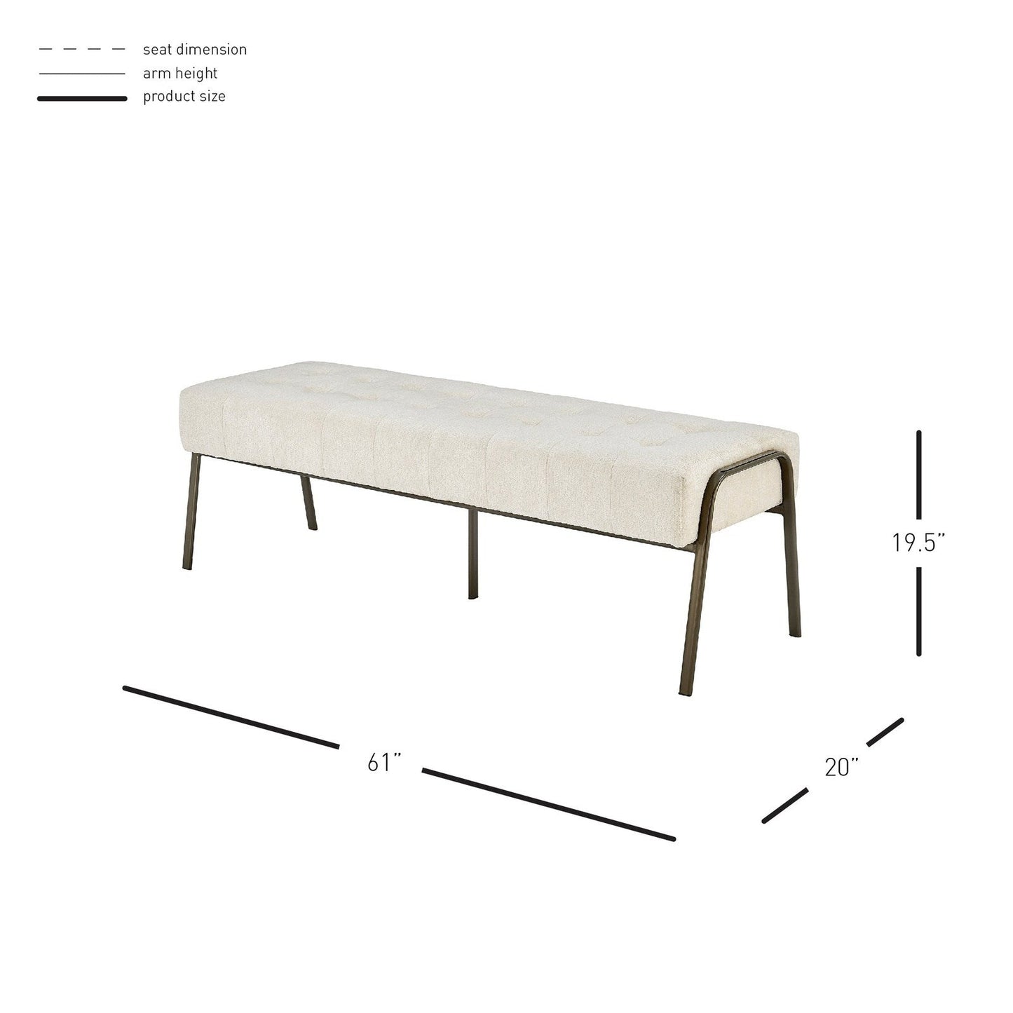 New Pacific Direct Venturi Fabric Tufted Bench -  9900081-567
