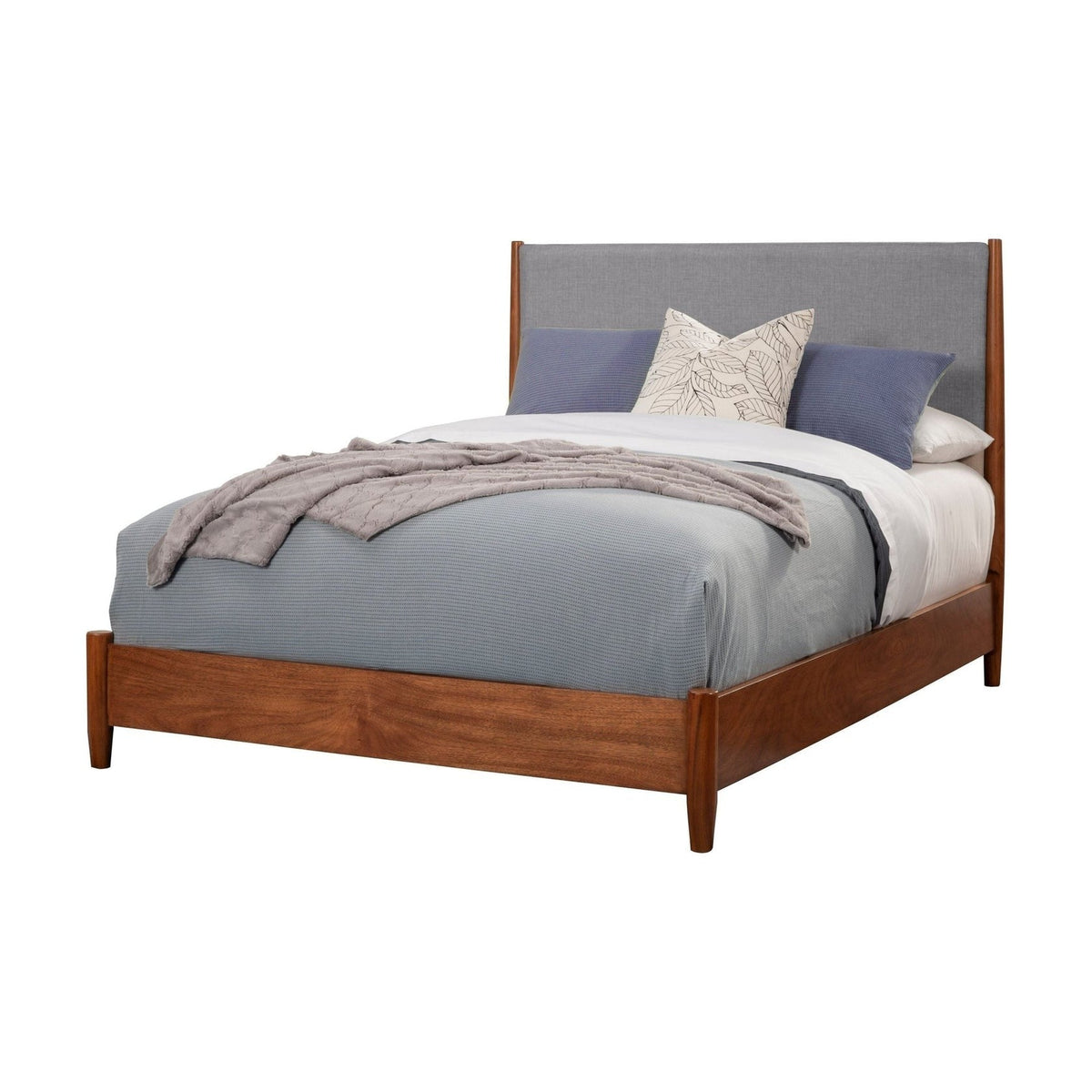 Alpine Flynn Mid Century Modern Two Tone California King Panel Bed, Acorn/Grey - 999-07CK
