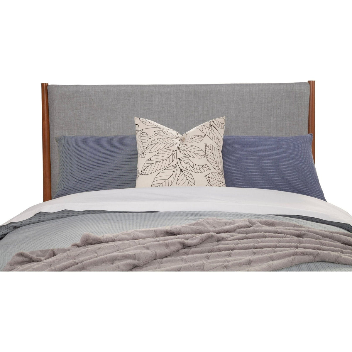 Alpine Flynn Mid Century Modern Two Tone California King Panel Bed, Acorn/Grey - 999-07CK