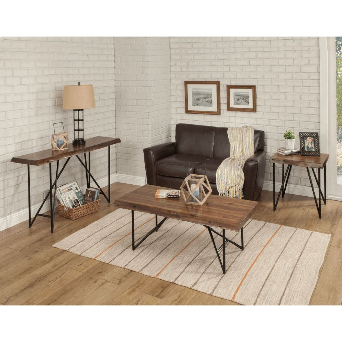 Alpine Live Edge End/Lamp Table, Light Walnut - 1968-62